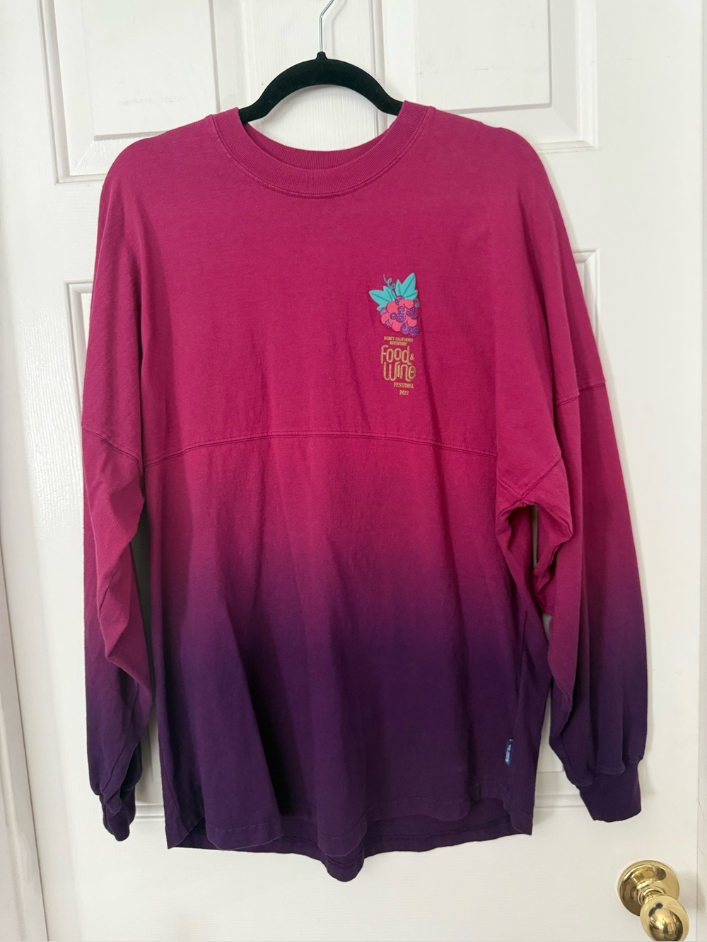 Disney Women’s “Life is Grape” Spirit Jersey
Long-Sleeve Ombre Crewneck